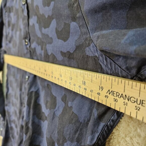 Ralph Lauren Black Label Shirt Blue Camouflage Long Sleeve (Measurement Photos) - Picture 4 of 10